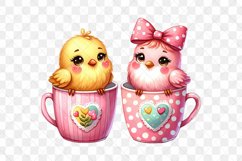 Cute Lovebird Couple In Cup Clipart Product Image 3