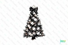 Luxury Plaid Black and White Christmas Clipart Product Image 1