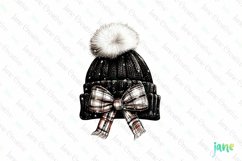 Luxury Plaid Black and White Christmas Clipart Product Image 1