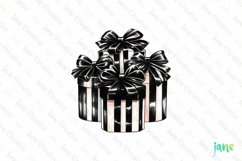 Luxury Plaid Black and White Christmas Clipart Product Image 1