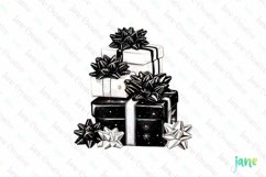 Luxury Plaid Black and White Christmas Clipart Product Image 1