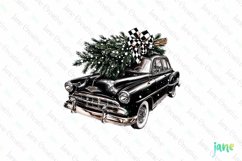 Luxury Plaid Black and White Christmas Clipart Product Image 1