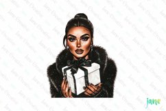 Luxury Plaid Black and White Christmas Clipart Product Image 1