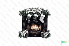 Luxury Plaid Black and White Christmas Clipart Product Image 1
