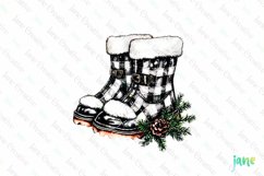 Luxury Plaid Black and White Christmas Clipart Product Image 1