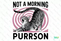 Not A Morning Purrson Vintage Funny Cat Clipart Product Image 1