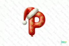 Santa Claus Balloon Alphabet Letter P Clipart Product Image 1