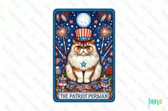 Happy 4th Of July Persian Cat Card Clipart Product Image 1