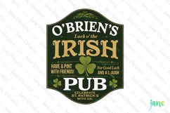 O'Brien's Irish Pub Printable St Patrick Day Sublimation Product Image 1