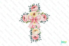Spring Ranunculus Cross Coquette Bow Clipart Product Image 1
