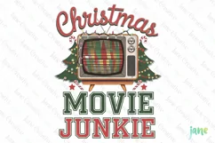 Retro Christmas Movie Junkie Sublimation PNG Product Image 1