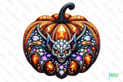 Rhinestone Gargoyle Pumpkin Halloween Clipart Product Image 1