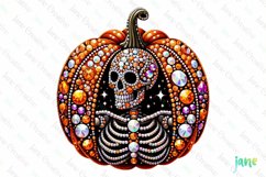 Rhinestone Skeleton Pumpkin Halloween Clipart Product Image 1