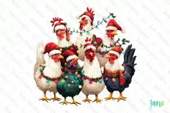 Christmas Group Of Rooster Farm Animals Clipart Product Image 1