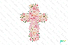 Spring Roses Cross Coquette Bow Clipart Product Image 1
