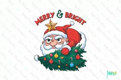 Merry And Bright Santa Claus Quotes Sublimation Clipart Product Image 1