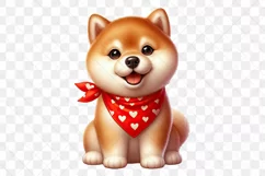 Cute Shiba Dog Red Bandana Clipart Product Image 2