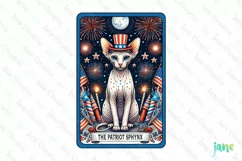Happy 4th Of July Sphynx Cat Card Clipart Product Image 1