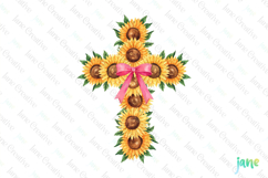 Spring Sunflowers Cross Coquette Bow Clipart Product Image 1