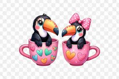 Cute Toucan Couple In Cup Clipart Product Image 3