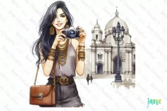 Travel Girl Clipart Sublimation Clipart Product Image 1