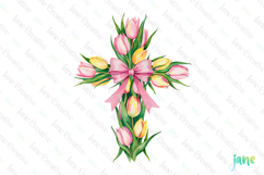 Spring Tulips Cross Coquette Bow Clipart Product Image 1