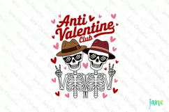 Anti Valentine Club Skeleton Clipart PNG Product Image 1