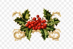 Vintage 1960s Holly Wreath Sublimation Clipart Product Image 3
