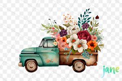 Vintage Truck And Tractor Watercolor Sublimation Clipart Product Image 6