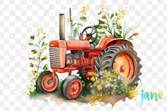 Vintage Truck And Tractor Watercolor Sublimation Clipart Product Image 4