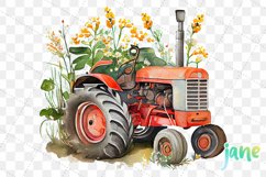 Vintage Truck And Tractor Watercolor Sublimation Clipart Product Image 5