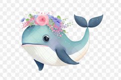 Animals Under The Sea Watercolor Sublimation Clipart Product Image 13