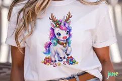 Cute Christmas Unicorn Clipart Product Image 2