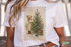 Vintage Winter Postage Stamp Clipart Product Image 2
