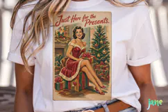 Vintage Christmas Pin-up Stamp Clipart Product Image 2