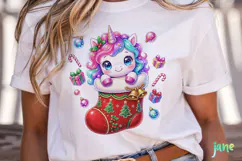 Cute Christmas Unicorn Clipart Product Image 2