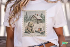 Vintage Winter Postage Stamp Clipart Product Image 2