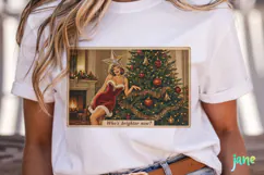 Vintage Christmas Pin-up Stamp Clipart Product Image 2