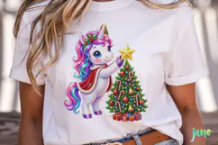 Cute Christmas Unicorn Clipart Product Image 2