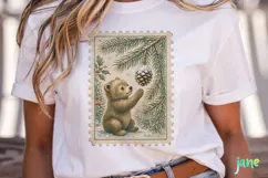 Vintage Winter Postage Stamp Clipart Product Image 2