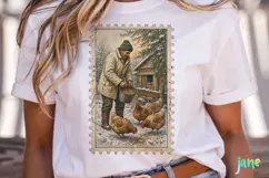 Vintage Winter Postage Stamp Clipart Product Image 2