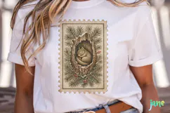 Vintage Winter Postage Stamp Clipart Product Image 2