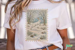 Vintage Winter Postage Stamp Clipart Product Image 2