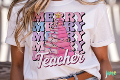 Pink Christmas School Teacher PNG Product Image 2
