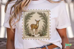 Vintage Winter Postage Stamp Clipart Product Image 2