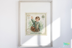 Vintage Back to School Postage Stamp Clipart Product Image 4