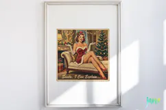 Vintage Christmas Pin-up Stamp Clipart Product Image 4