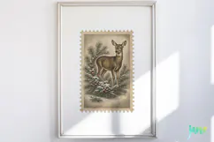 Vintage Winter Postage Stamp Clipart Product Image 4
