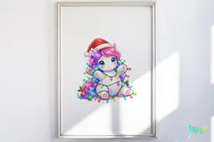 Cute Christmas Unicorn Clipart Product Image 4