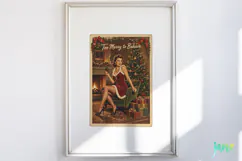 Vintage Christmas Pin-up Stamp Clipart Product Image 4